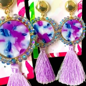 Lilly Pulitzer Earrings 🩷NWT BAY DREAMING TASSEL ⭐️Unique LILAC FREESIA Pierced